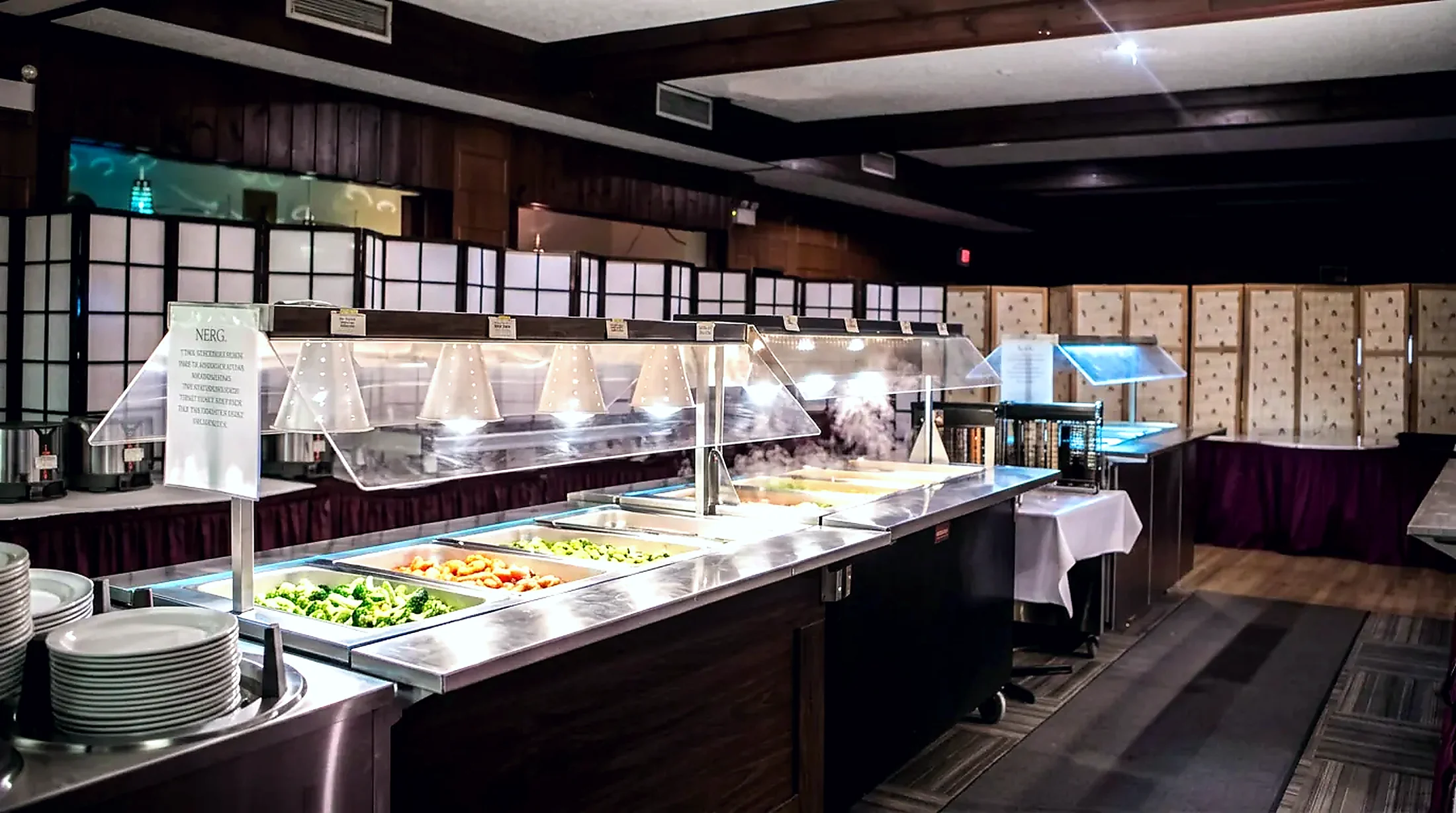 Hot buffet Hot buffet service set up in the Grenfell Restaurant at the Wabush Hotel
